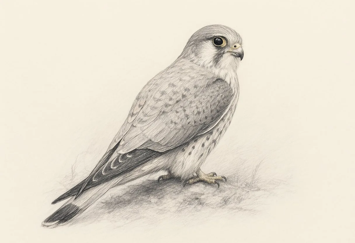 Kestrel in soft morning light Pencil Sketch