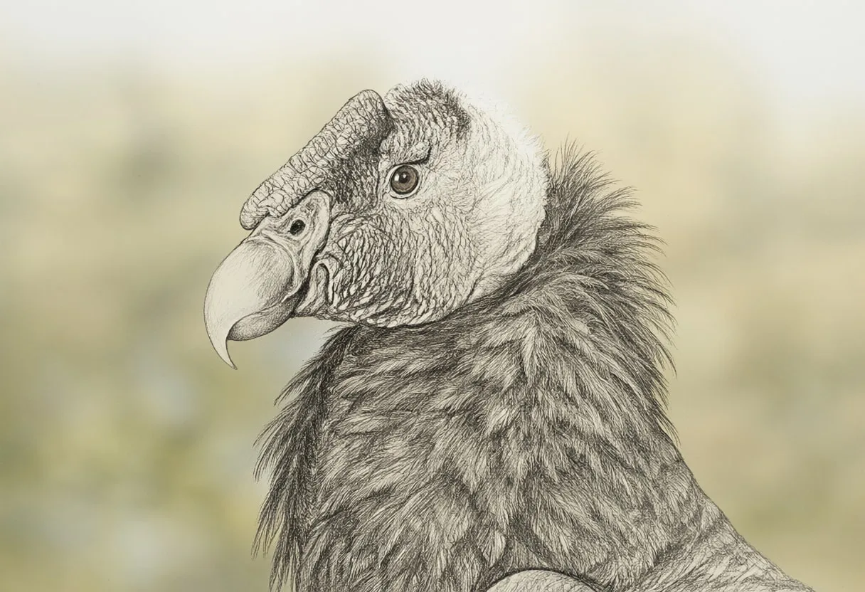 Condor against a soft blurred background Pencil Sketch