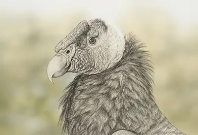 Condor against a soft blurred background Pencil Sketch