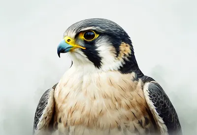 Falcon in gentle mist Digital Illustration