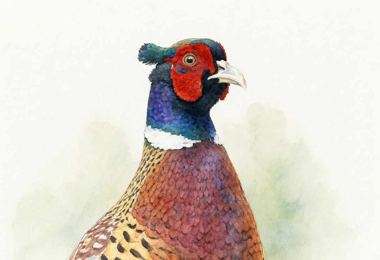 Pheasant close-up portrait Watercolour