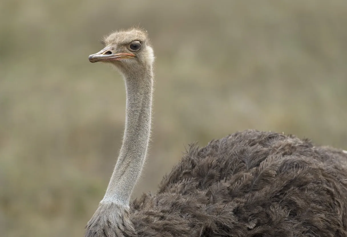 Ostrich against a soft blurred background