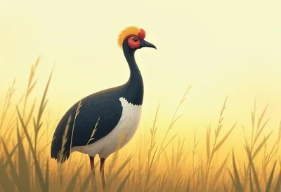 Guinea Fowl in tall grass Digital Illustration