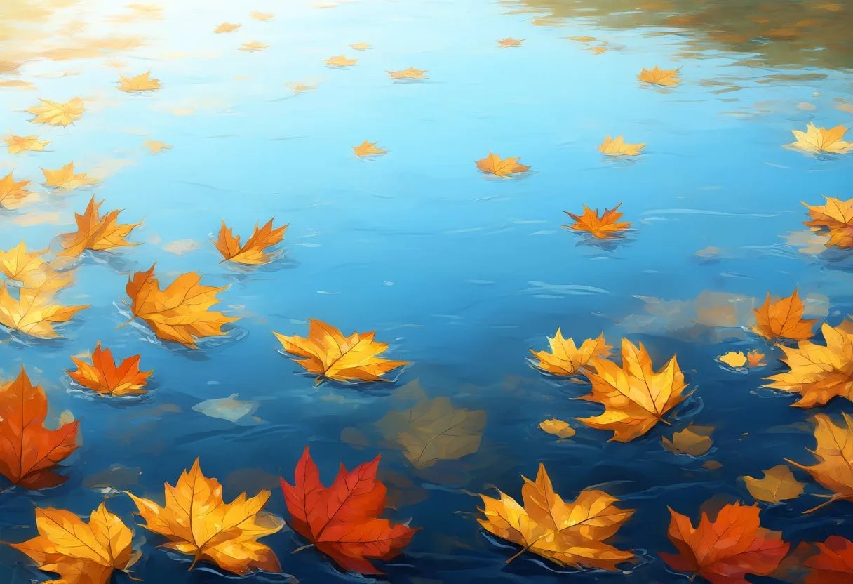 Autumn Leaf On Water Digital Illustration