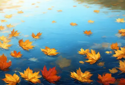Autumn Leaf On Water Digital Illustration