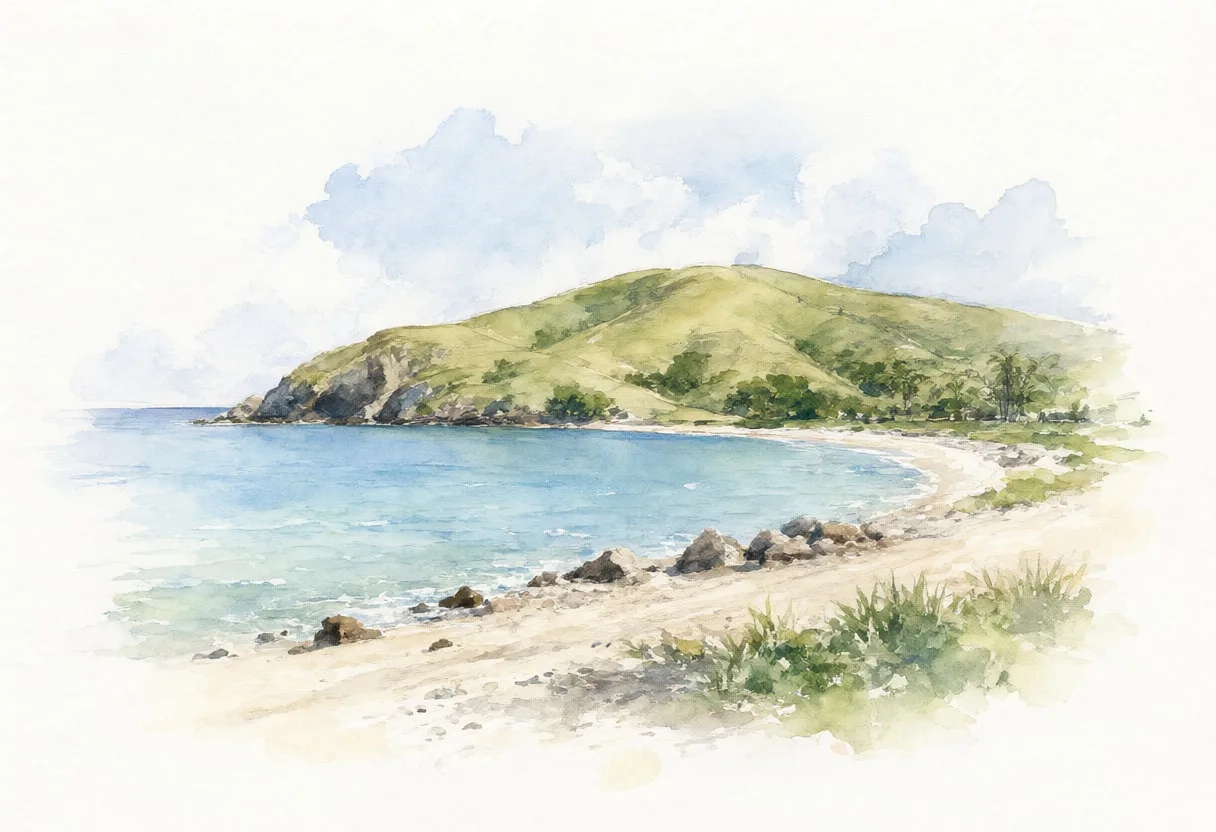 Komodo Island on a quiet day Watercolour
