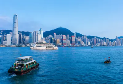 Hong Kong Harbour at blue hour Digital Illustration