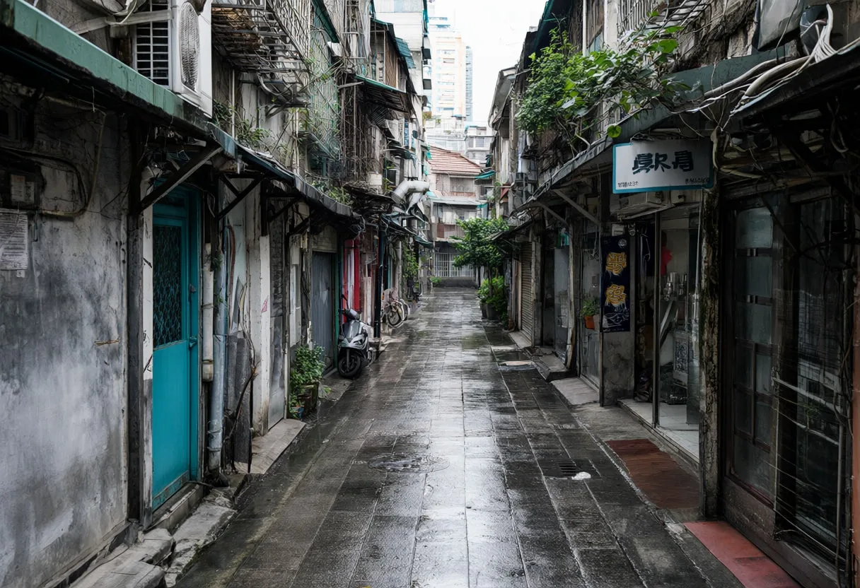 Taipei Alley in the rain