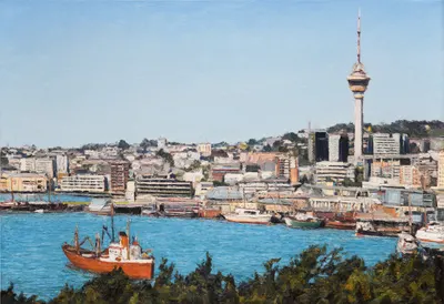 Auckland Harbour from above Oil Painting