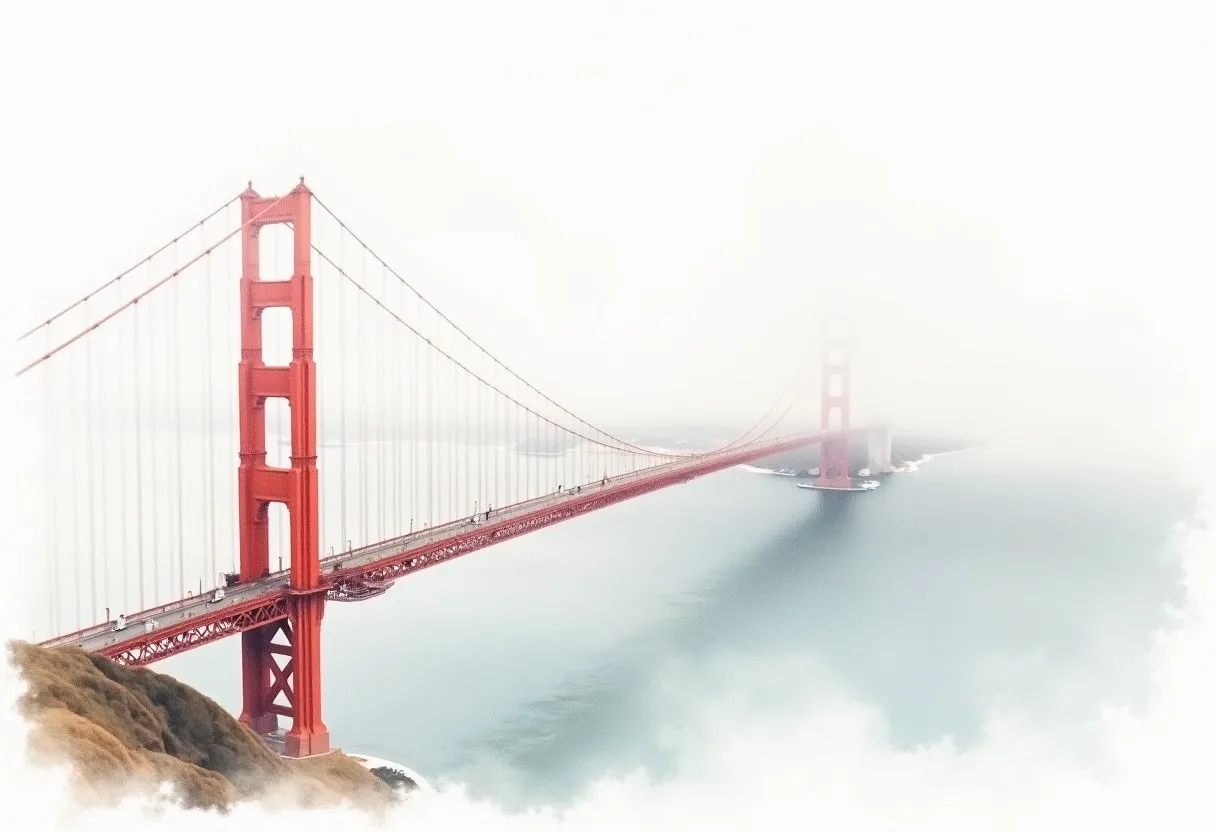 Golden Gate Fog Watercolour