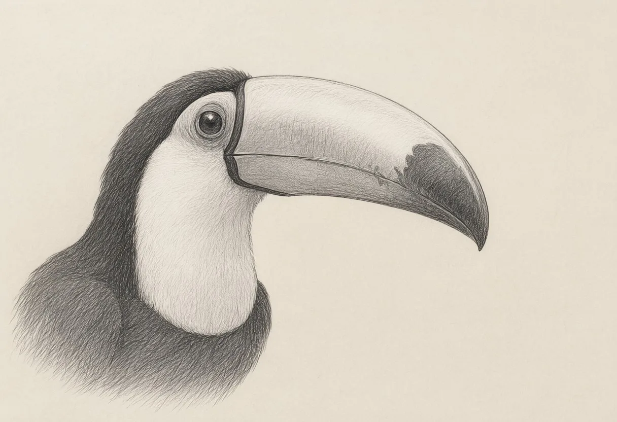 Toucan close-up portrait Pencil Sketch