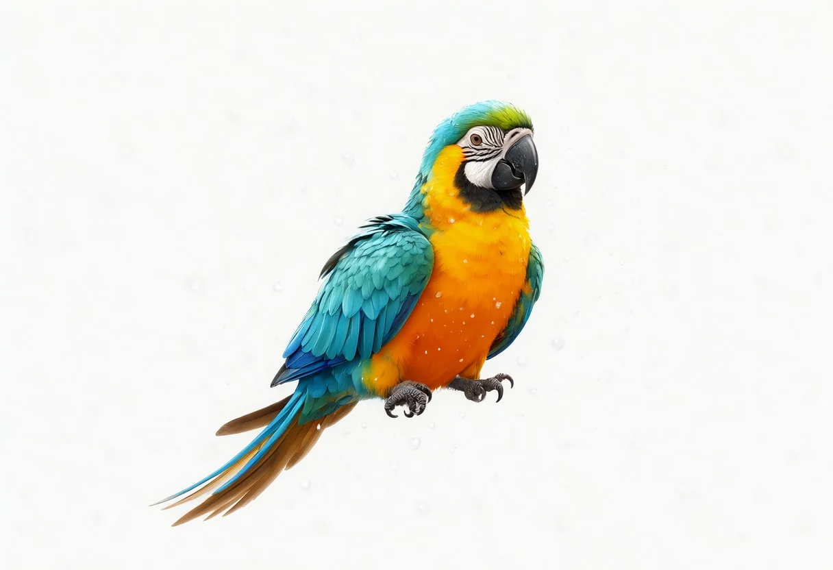 Parrot in falling snow Digital Illustration