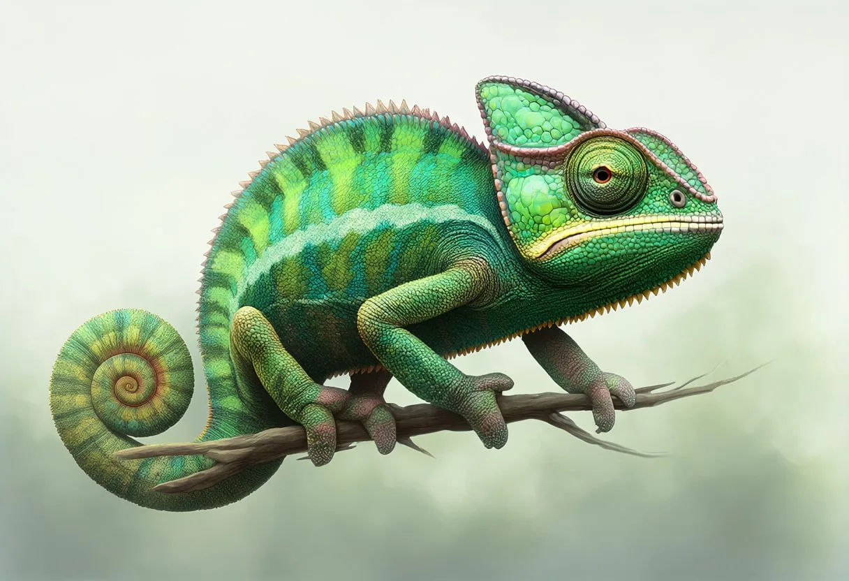Chameleon in gentle mist Digital Illustration