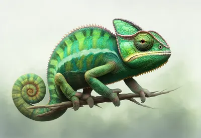 Chameleon in gentle mist Digital Illustration