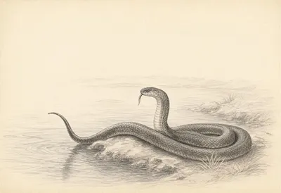 Cobra beside calm water Pencil Sketch