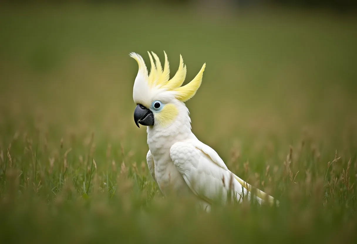 Cockatoo in tall grass
