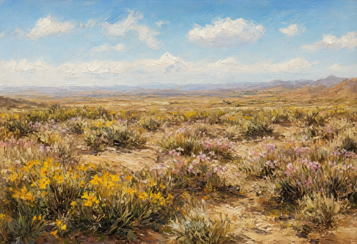 Desert Bloom After Rain Oil Painting