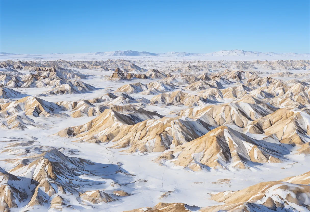 Badlands Erosion Lines in winter Digital Illustration