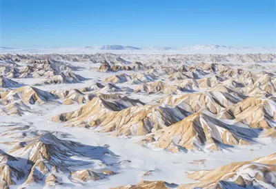 Badlands Erosion Lines ในฤดูหนาว Digital Illusion