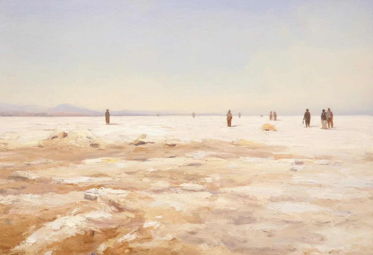 Uyuni Salt Flat in soft mist Oil Painting