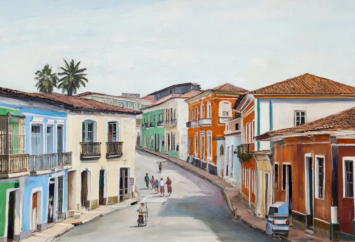Salvador Colourful Street from above Oil Painting