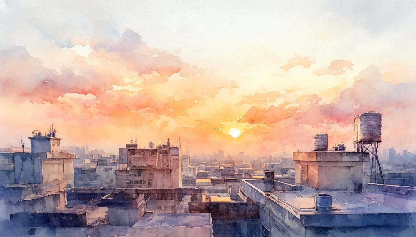 Anime Rooftop Sunset