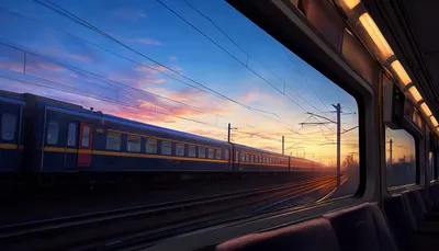 Anime Train Window Dusk