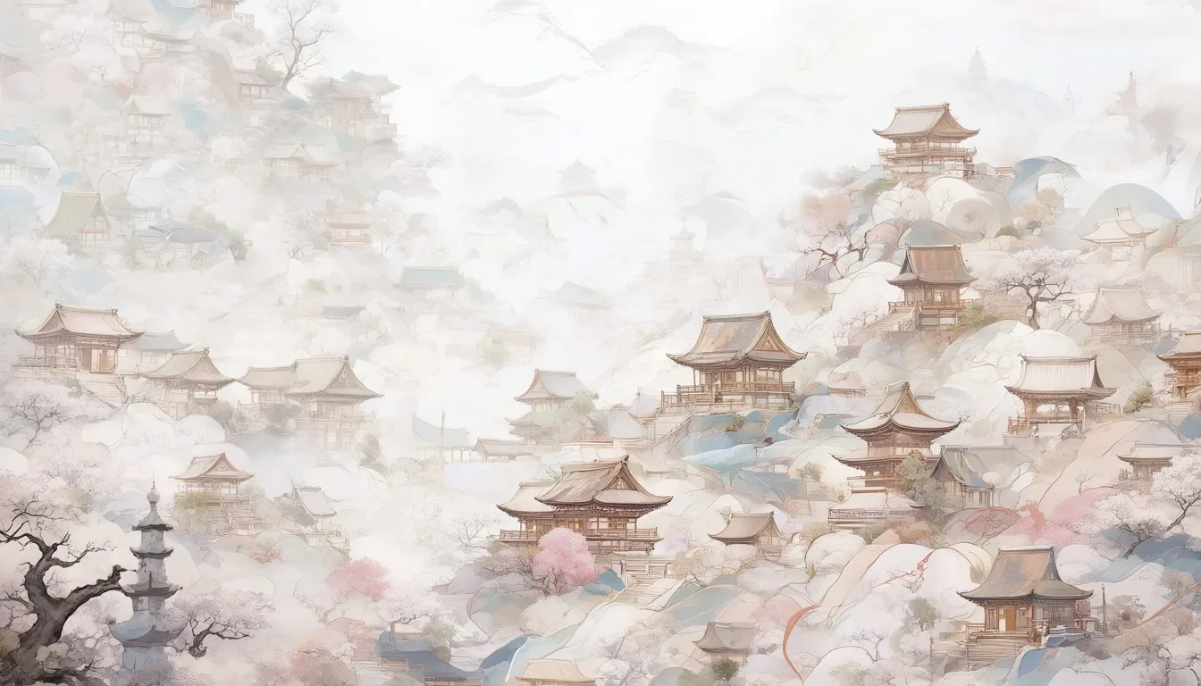 อนิเมะ Hillside Shrine ในพาเลทท์สีอ่อน