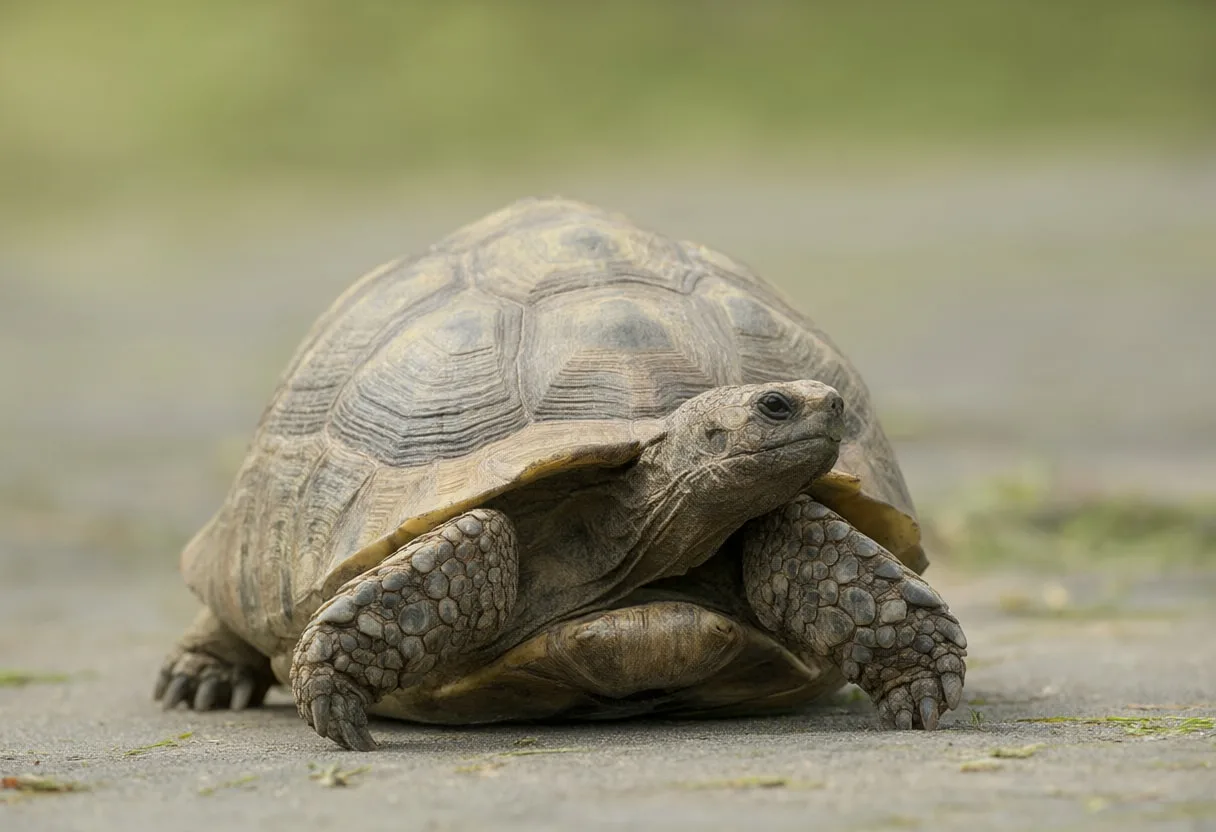 Tortoise against a soft blurred background