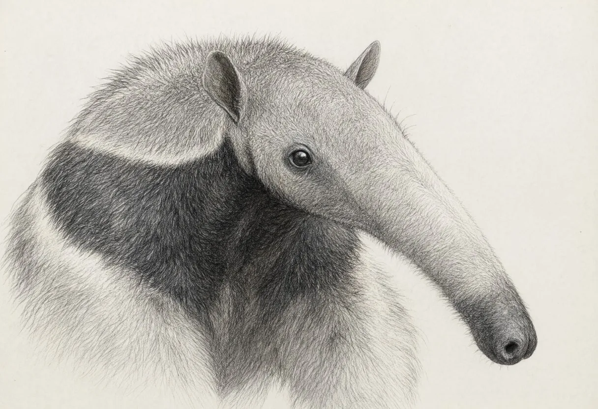 Anteater close-up portrait Pencil Sketch
