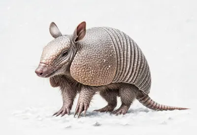 Armadillo in falling snow Digital Illustration