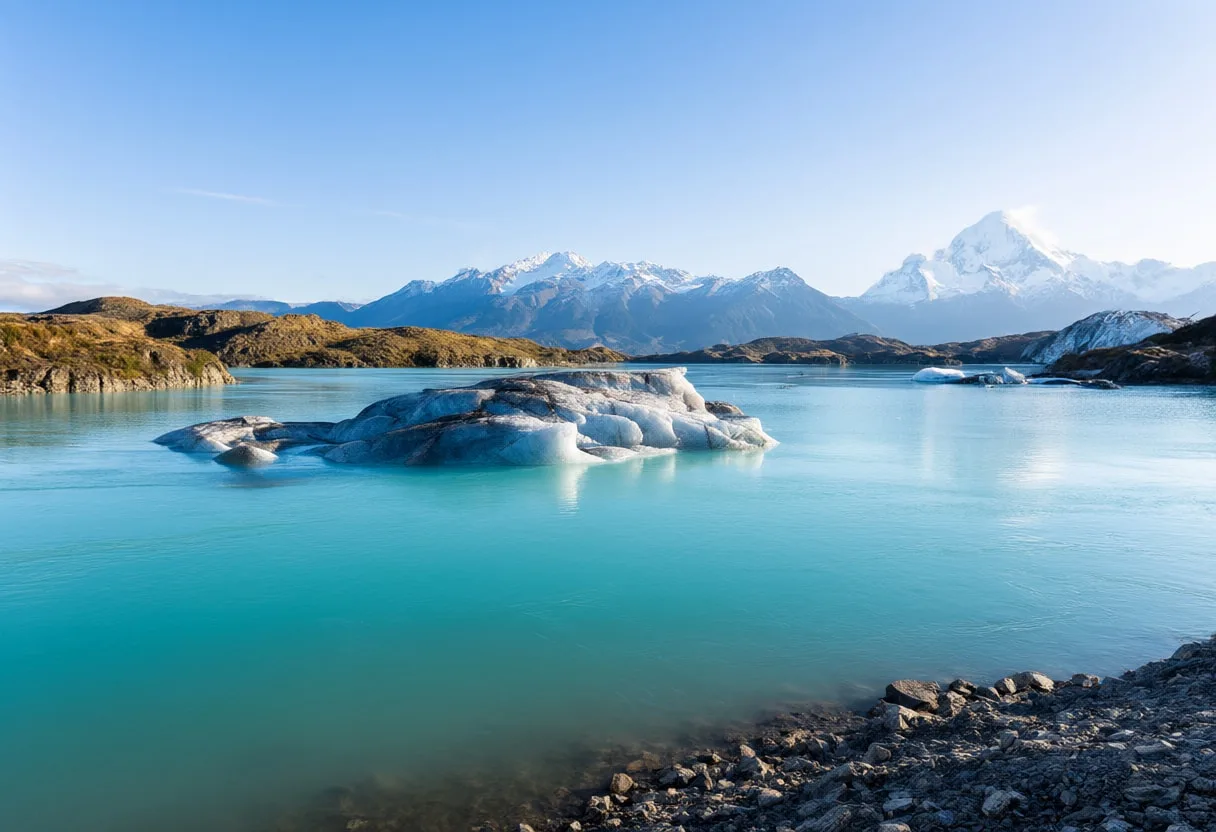 Turquoise Glacial Lake at dawn