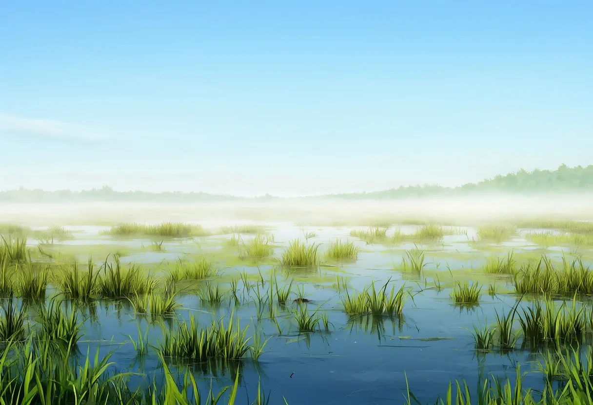 Fog Over A Marsh Digital Illustration