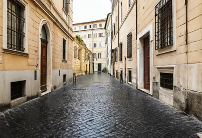 Rome Cobbled Lane in the rain