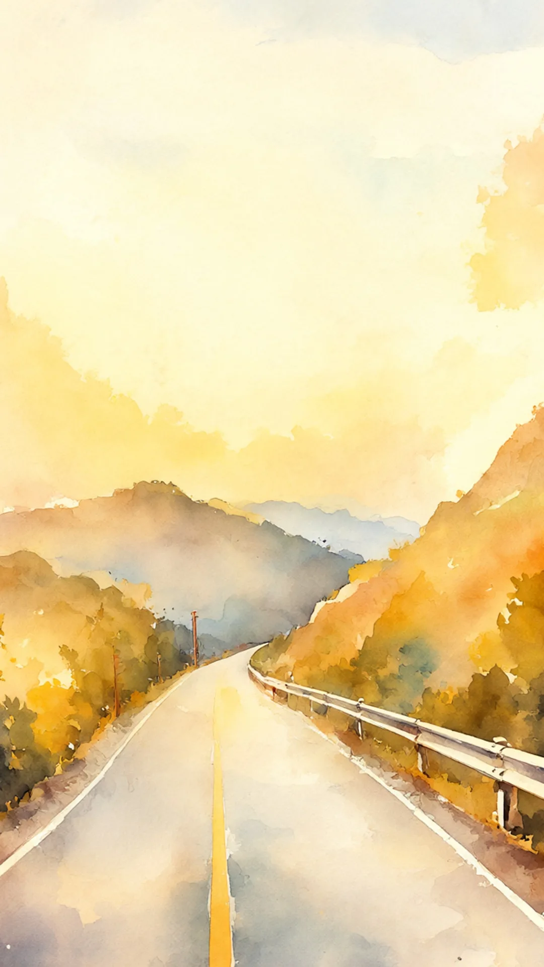 Anime Coastal Road in a warm palette
