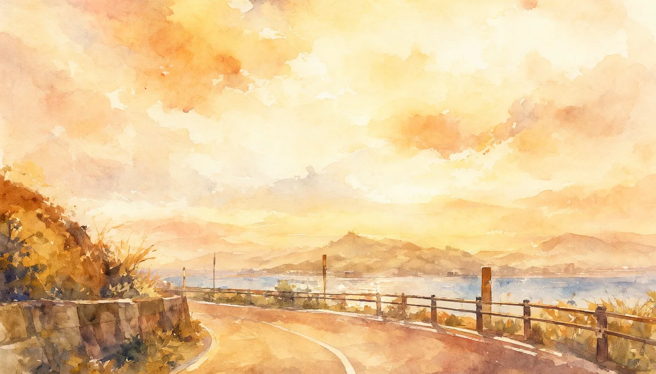 อนิเมะ Coastal Road ในโทนสีอบอุ่น