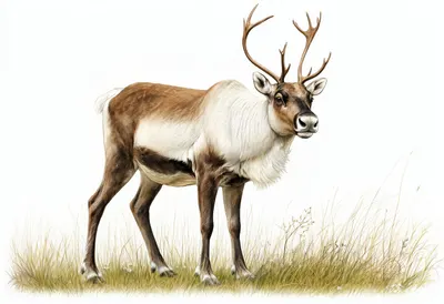 Reindeer in tall grass Digital Illustration