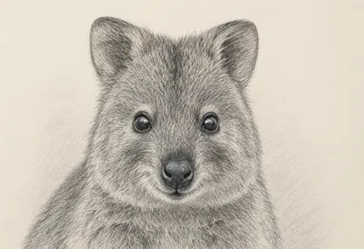 Quokka close-up portrait Pencil Sketch