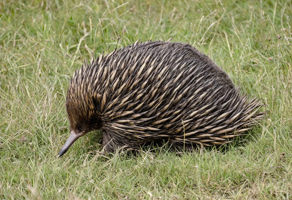 Echidna in tall grass