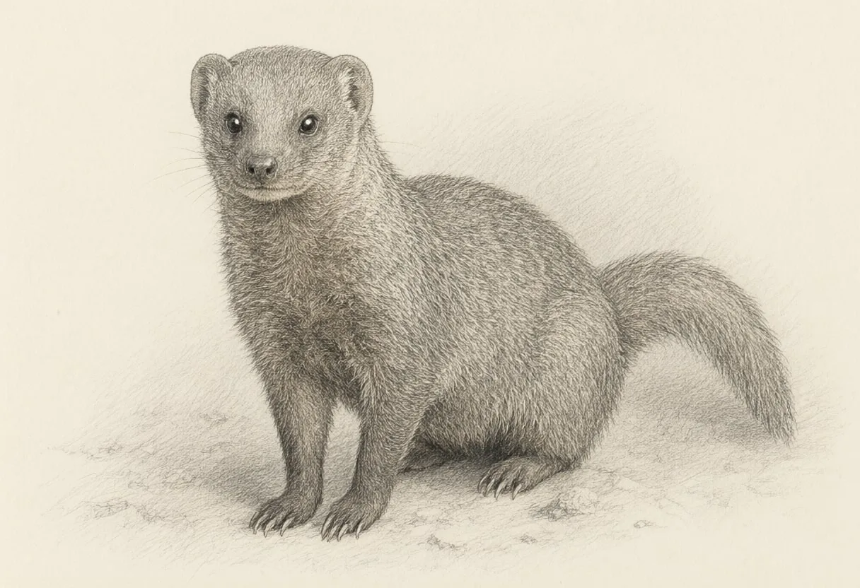 Mongoose in soft morning light Pencil Sketch