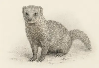 Mongoose in soft morning light Pencil Sketch