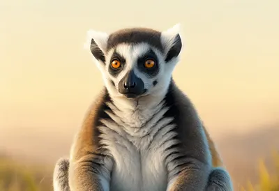 Lemur at golden hour Digital Illustration
