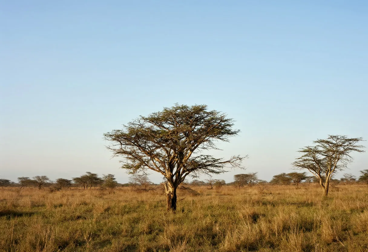 Savanna Acacia At Dusk