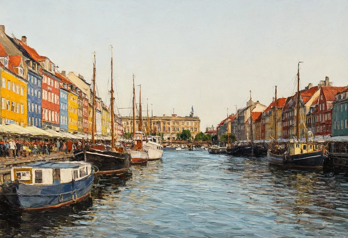 Copenhagen Harbour from above Oil Painting