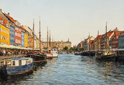 Copenhagen Harbour from above Oil Painting
