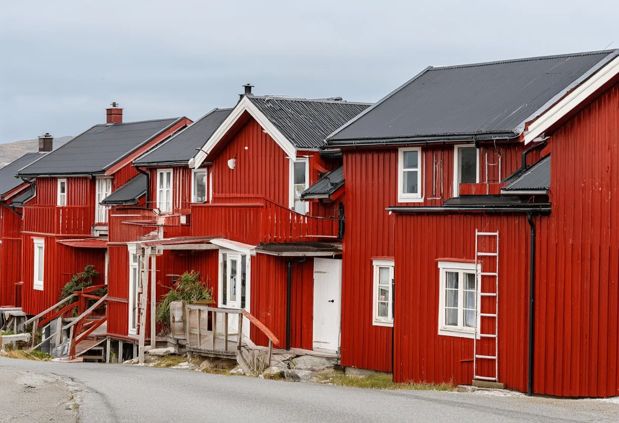 Lofoten Red Cabins ในวันที่เงียบสงบ