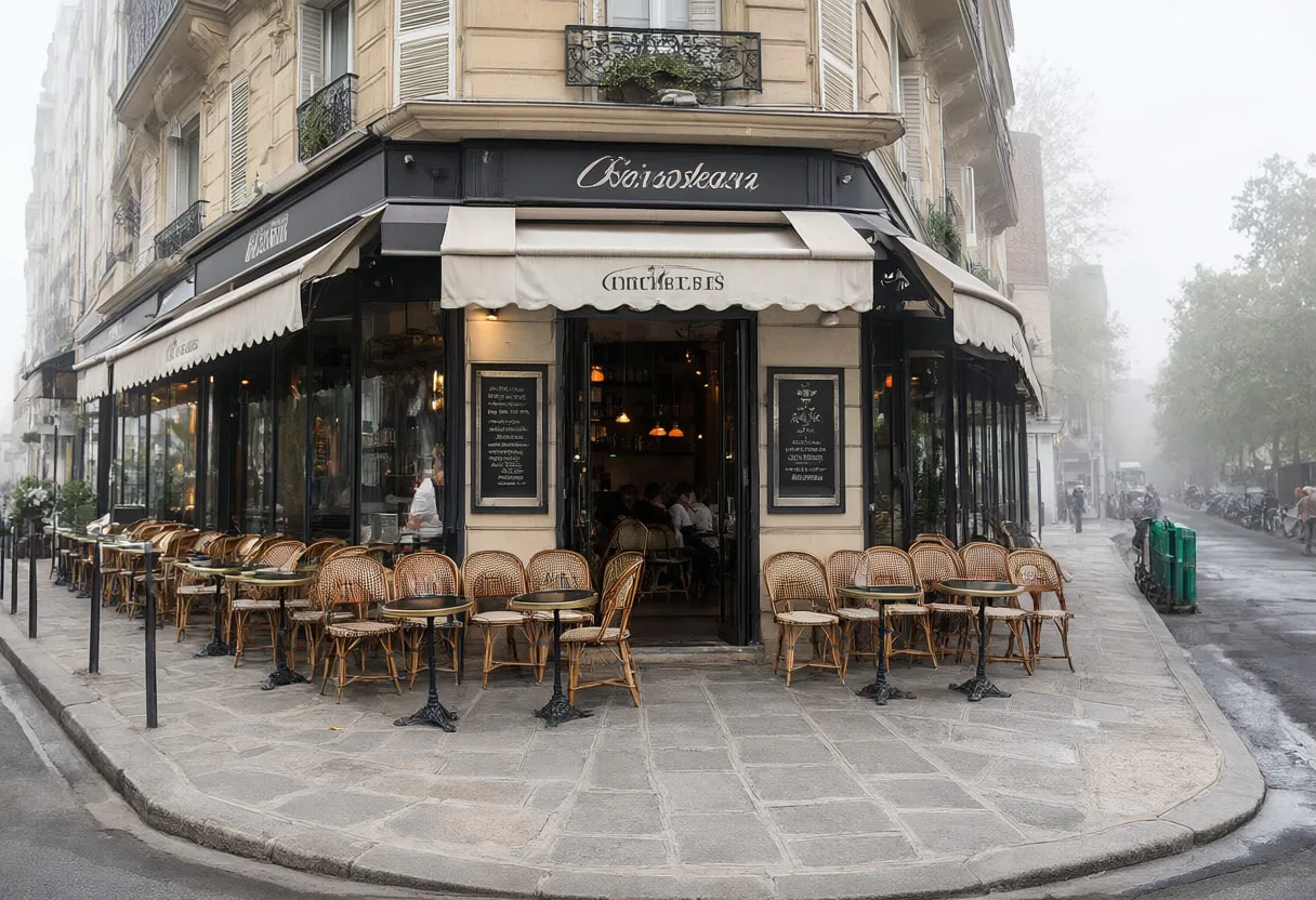 Paris Cafe Corner in soft mist