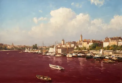 Bordeaux Riverside under a dramatic sky Oil Painting