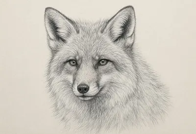 Fox close-up portrait Pencil Sketch