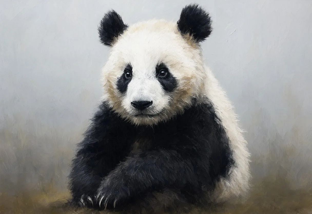 Panda in gentle mist Oil Painting